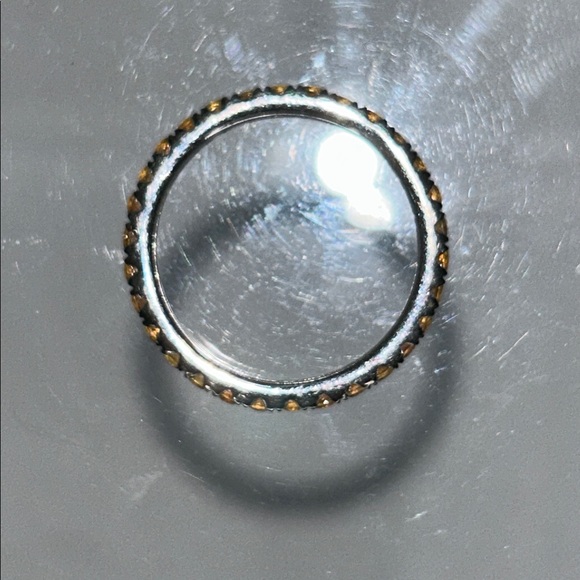 NWOT Genuine Citrine Gemstone Sterling Silver Eternity Band Ring Bohemian Boho
